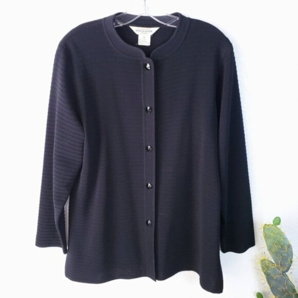 MISOOK Korea Ribbed Knit Cardigan Top Black size M Petite